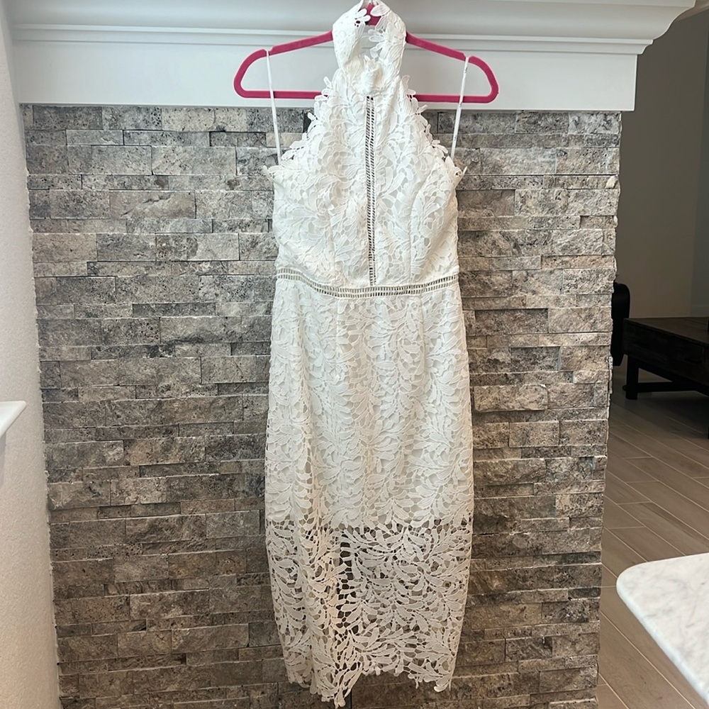 Lulus White Embellished Midi Dress!